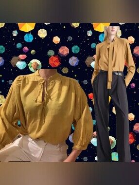 Greylin Mustard Tie-Neck Blouse